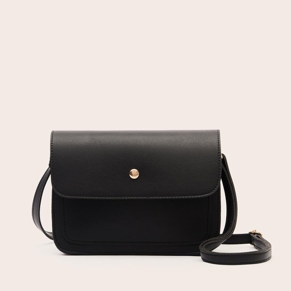 

Minimalist Flap Crossbody Bag, Black