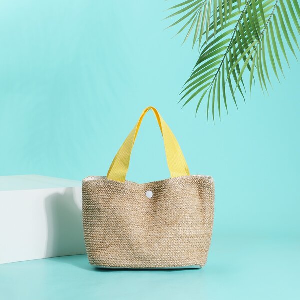 

Minimalist Straw Shoulder Tote Bags, Yellow