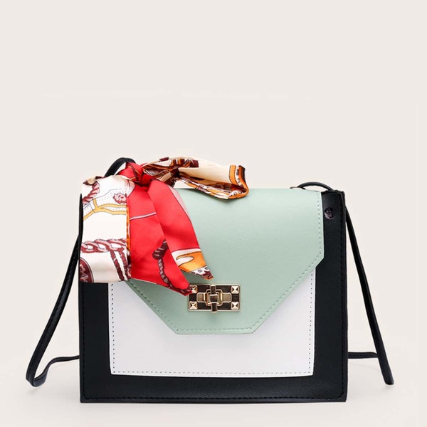 

Toggle Lock Colorblock Crossbody Bag, Green