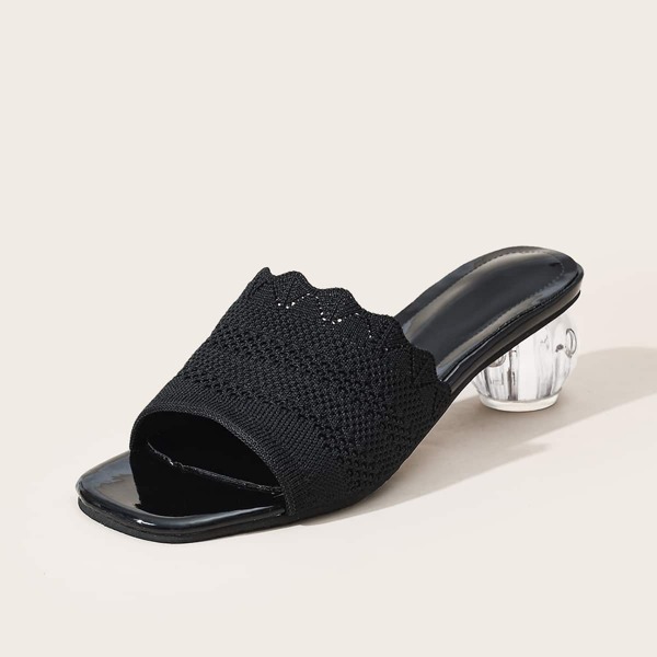 

Knit Sculptural Heeled Mules, Black