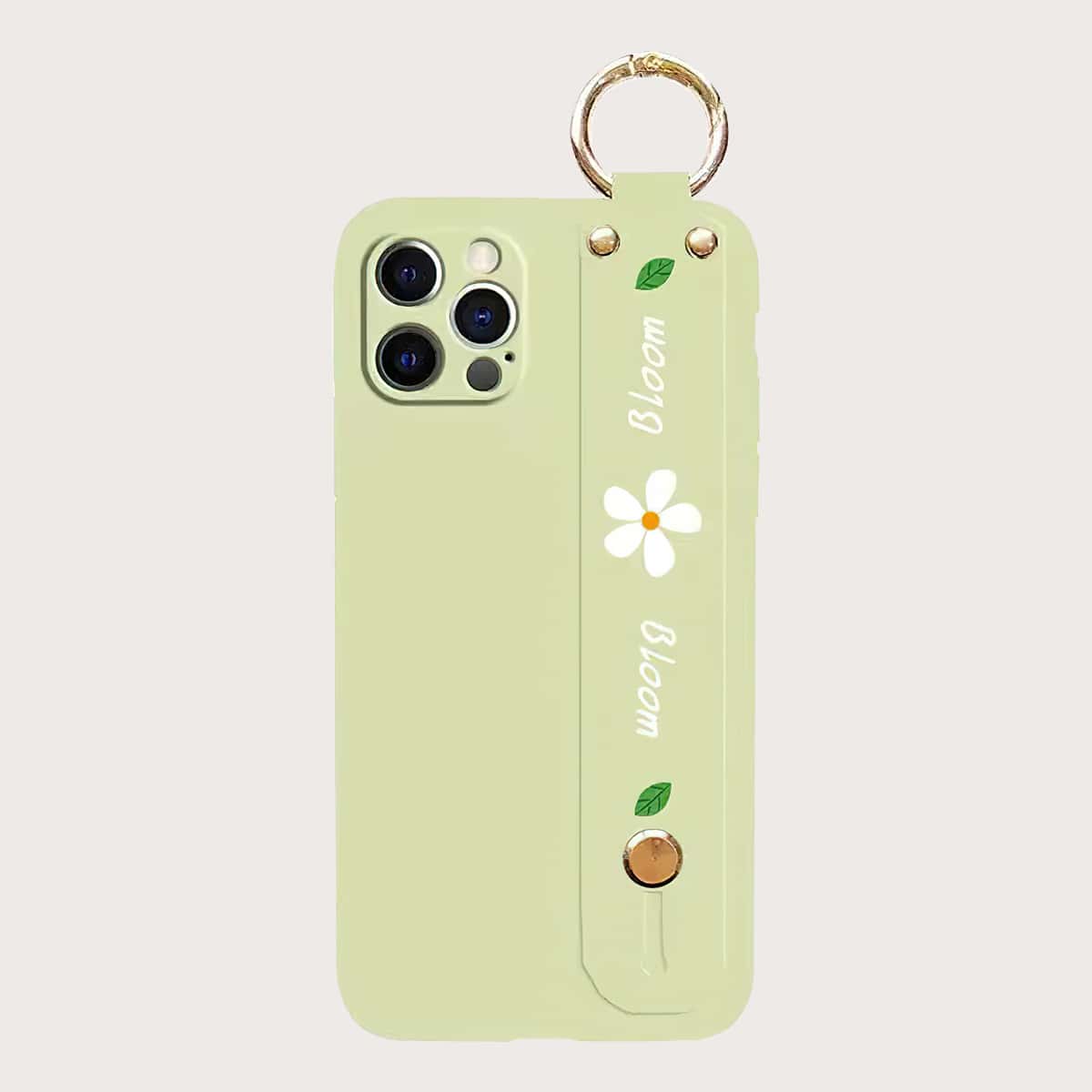

Floral Hand Strap Phone Case, Lime green