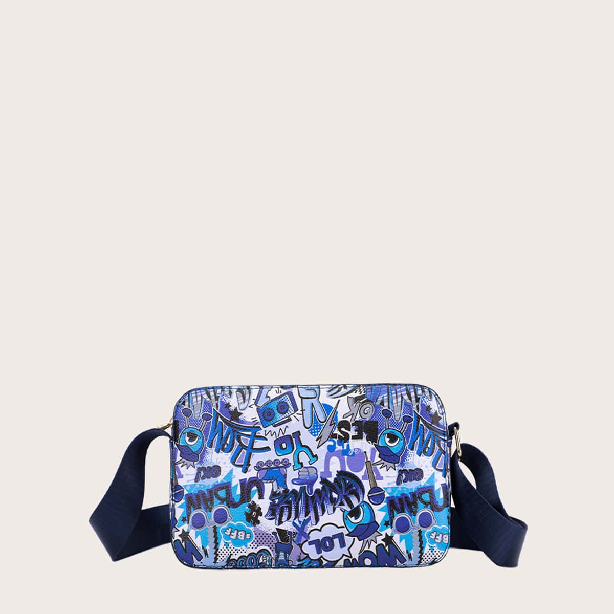 

Letter Graphic Crossbody Bag, Blue