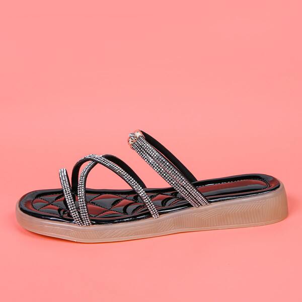 

Rhinestone Decor Two Way Wear Sandals, Black