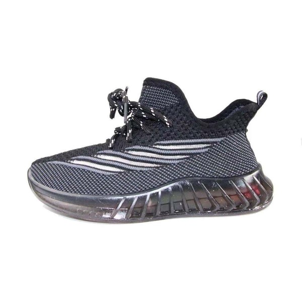 

Kids Lace Up Decor Knit Running Shoes, Black