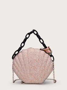 Glamorous, Elegant, Exquisite, Quiet Luxury Sequin, Stylish, Luxury, Shiny Mini Scarf Decor Glitter Novelty Bag Evening Bag, Dinner Bag For Party Girl, Woman, Bride Perfect for Party, Wedding, Prom, Dinner/Banquet, For Cocktail - Pink - View 3