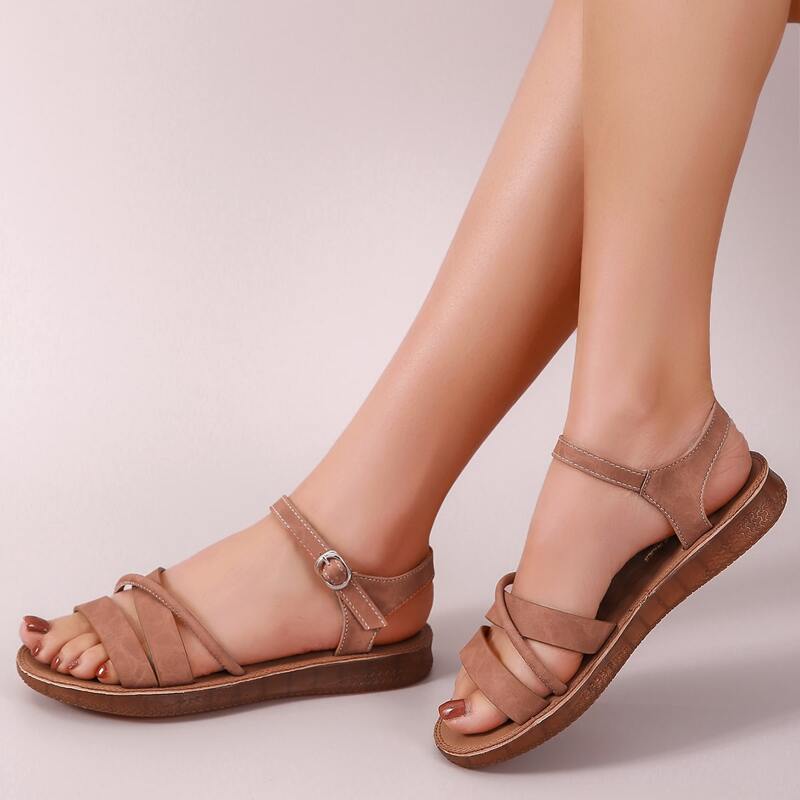 

Cross Strap Ankle Strap Sandals, Baby pink
