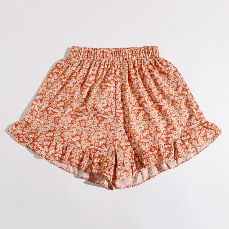 

Ditsy Floral Ruffle Hem Shorts, Multicolor