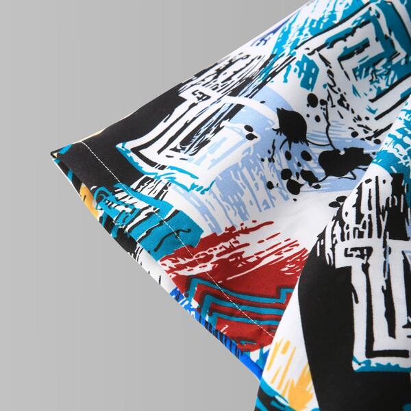 

Men All Over Print Button Front Shirt, Multicolor