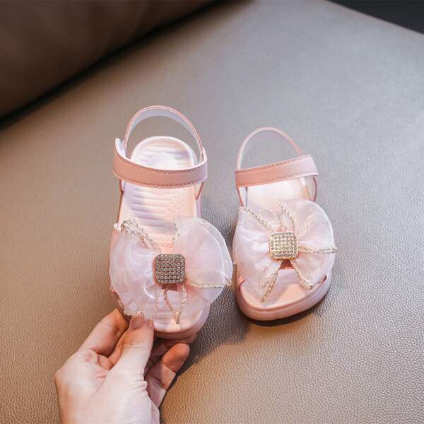 

Toddler Girls Bow & Rhinestone Decor Sandals, Baby pink