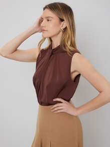 MOTF PREMIUM Top sin manga de cuello alzado - Marrón Chocolate - Ver 6