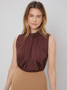 MOTF PREMIUM Top sin manga de cuello alzado - Marrón Chocolate - Ver 8