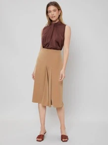 MOTF PREMIUM Top sin manga de cuello alzado - Marrón Chocolate - Ver 9