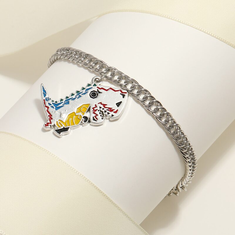 

Cartoon Dinosaur Chain Anklet, Silver