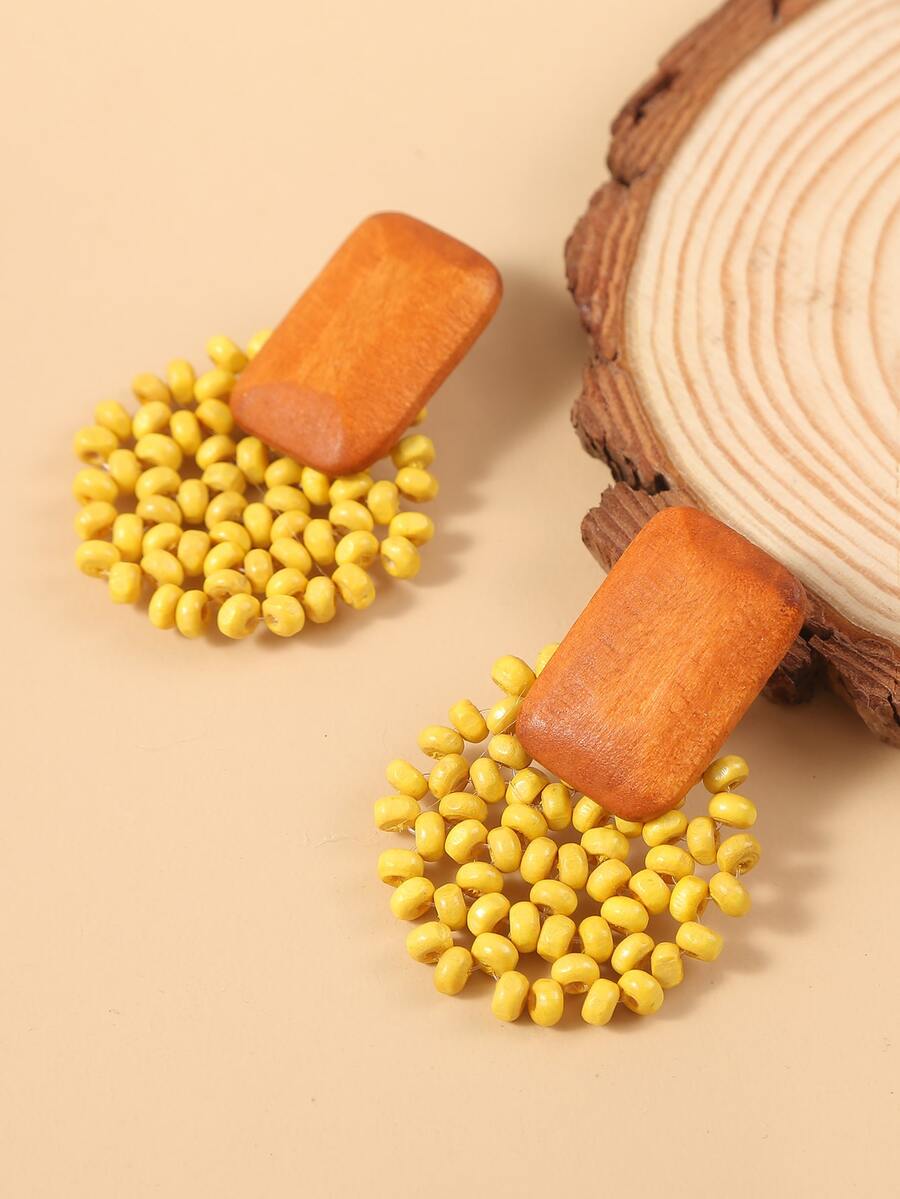 Wooden Beaded Earrings SHEIN UK