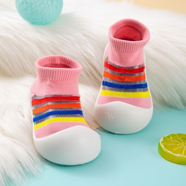 

Baby Girl Colorful Striped Sock Sneakers, Pink