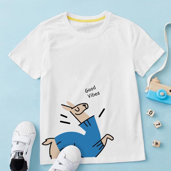 

Toddler Boys Letter & Cartoon Graphic Tee, White