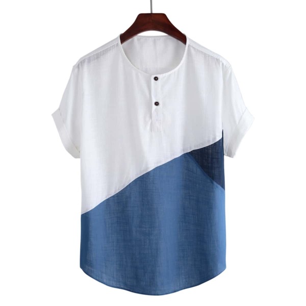 

Men Color-block Half Placket Shirt, Multicolor