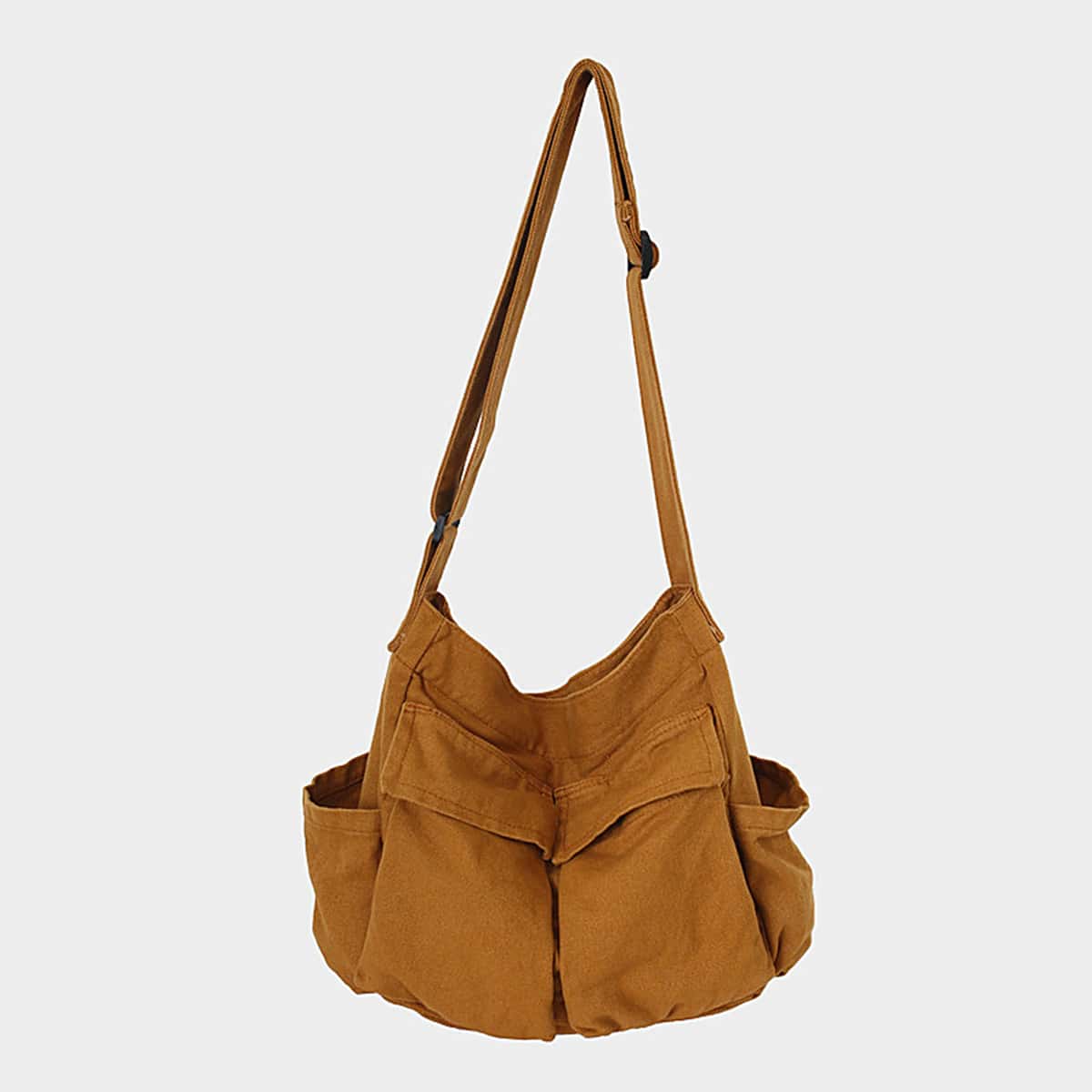 

Solid Pocket Front Crossbody Bag, Brown