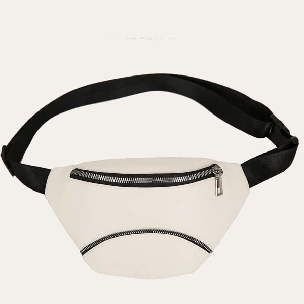 

Zipper Decor Fanny Pack, White