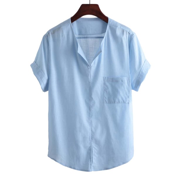 

Men Button Up Pocket Shirt, Blue