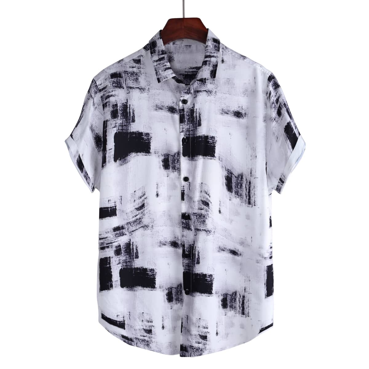 

Guys Button Up Shirt, Black and white