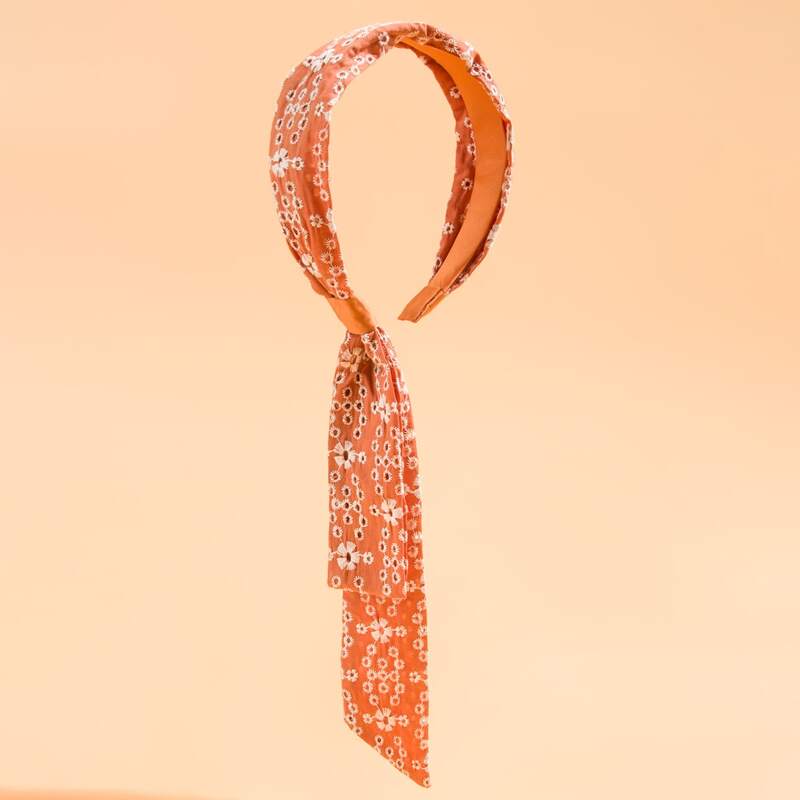 

Eyelet Embroidered Hair Hoop, Orange