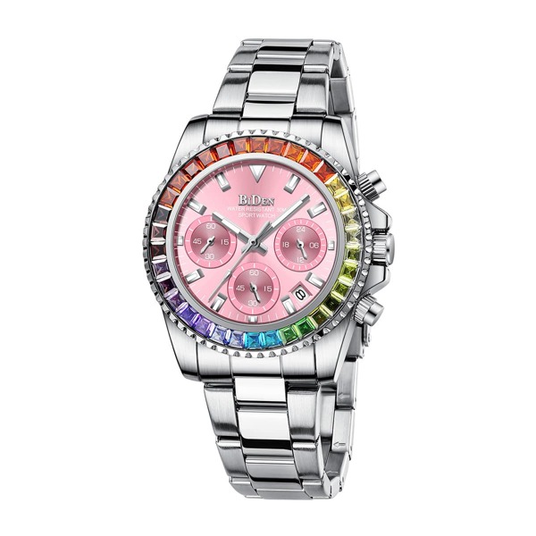 

Rhinestone Decor Triple Dial Date Quartz Watch