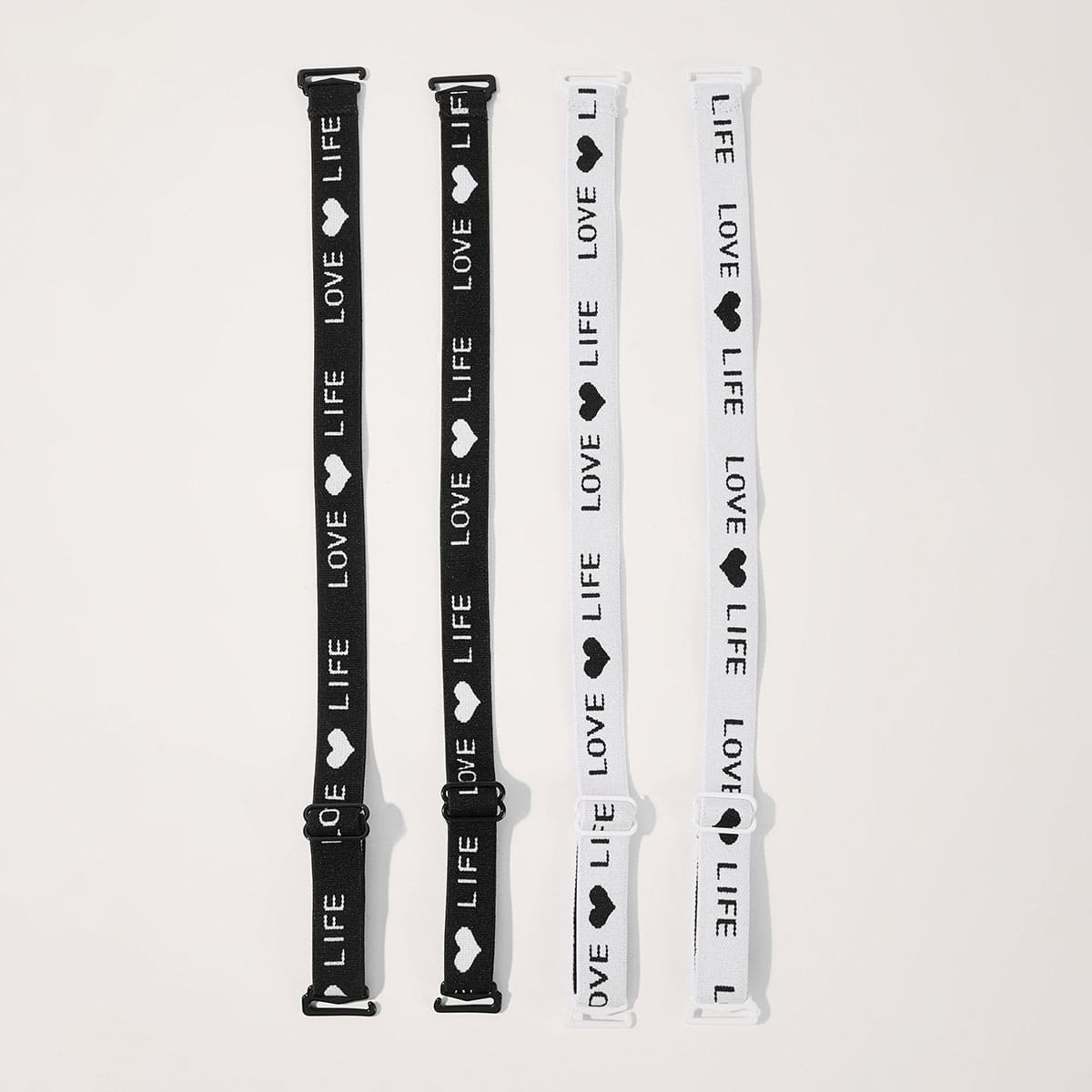 

2pairs Letter Graphic Bra Strap, Black and white