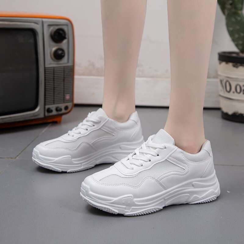 

Lace-up Mesh Chunky Sneakers, White