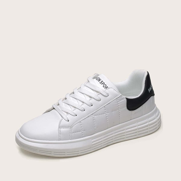

Men Two Tone Quilted Skate Shoes, White