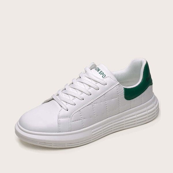 

Men Two Tone Quilted Skate Shoes, White