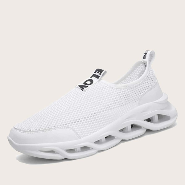 

Men Mesh Panel Slip-On Sneakers, White