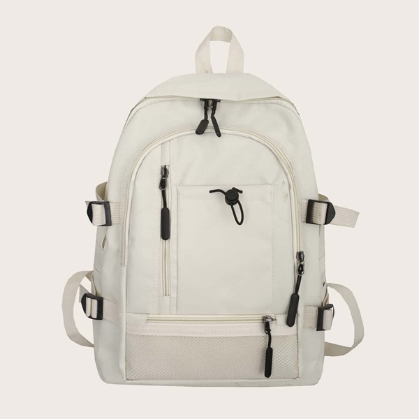 

Large Capacity Zip Front Backpack, White