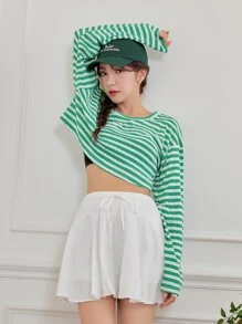 DAZY ストライプ柄 ドロップショルダー Tシャツ