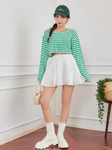 DAZY ストライプ柄 ドロップショルダー Tシャツ