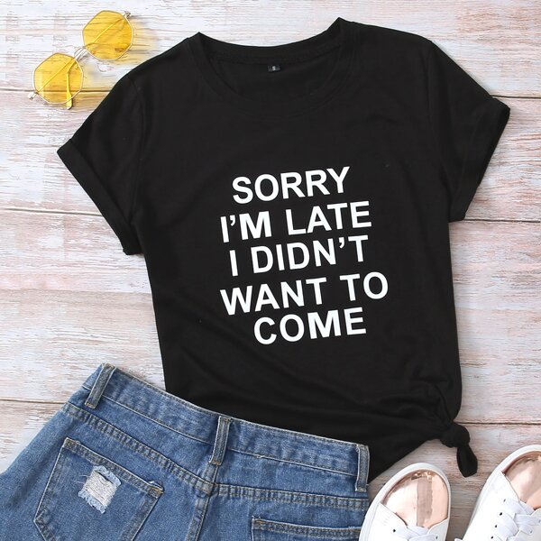 

Slogan Graphic Short Sleeve Tee, Black