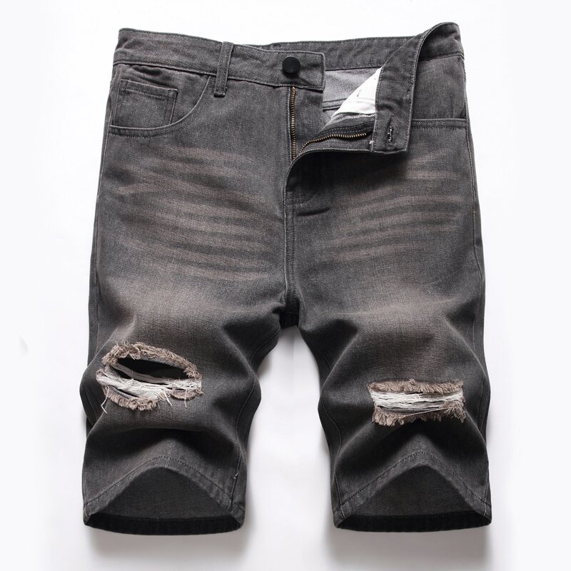 

Guys Ripped Slant Pocket Denim Shorts, Dark grey