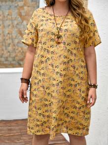 EMERY ROSE 大碼小碎花直筒洋裝 - 彩色 - 查看 1