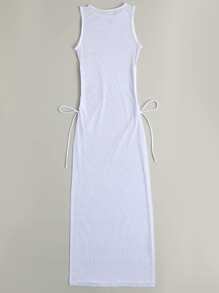 SHEIN Swim Summer Beach Sheer Mesh Cover Up Without Bikini Set - White - View 2