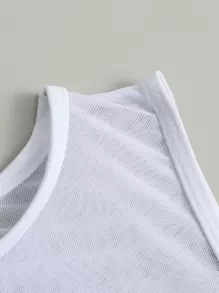 SHEIN Swim Summer Beach Sheer Mesh Cover Up Without Bikini Set - White - View 5