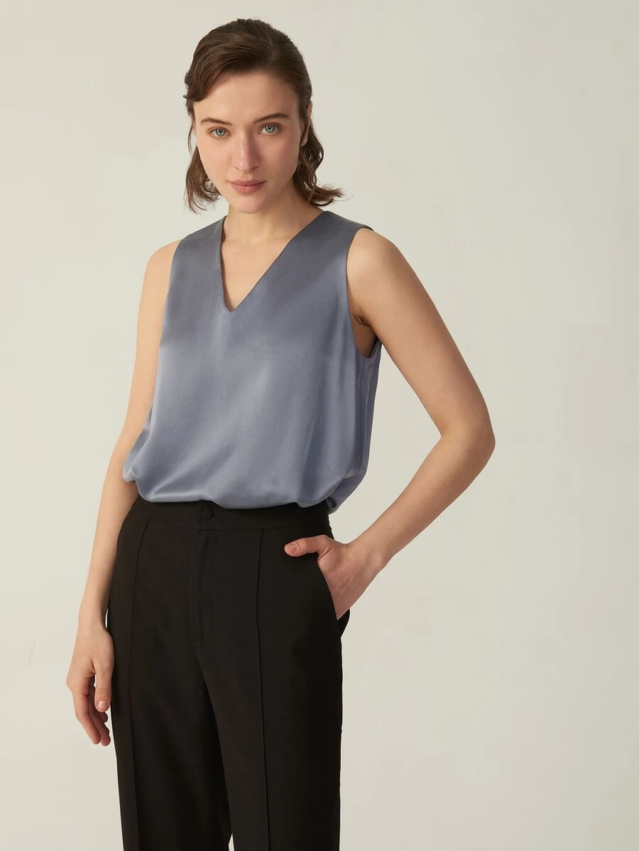 MOTF PREMIUM 100% SILK GRADE 6A 22MM TOP - Dusty Blue - View 1