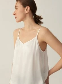 MOTF PREMIUM 100%  MULBERRY SILK GRADE 6A 19MM CAMI TOP - White - View 3