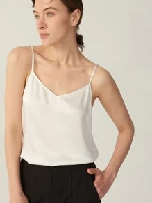 MOTF PREMIUM 100%  MULBERRY SILK GRADE 6A 19MM CAMI TOP - White - View 4