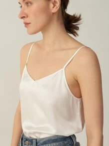 MOTF PREMIUM 100%  MULBERRY SILK GRADE 6A 19MM CAMI TOP - White - View 5
