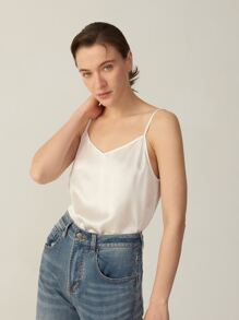 MOTF PREMIUM 100%  MULBERRY SILK GRADE 6A 19MM CAMI TOP - White - View 11