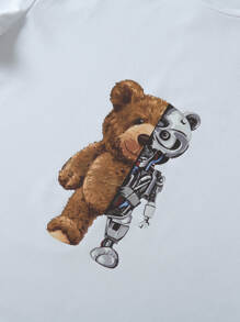 Manfinity EMRG Men Cartoon Graphic Tee With Athletic Shorts - White - View 5