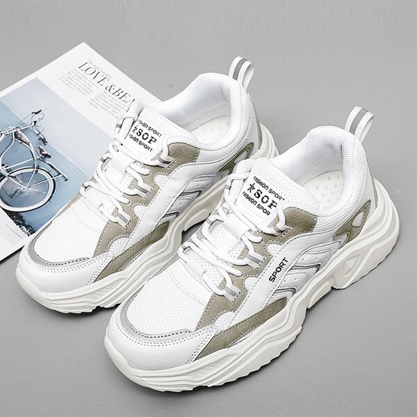 

Lace Up Front Chunky Sneakers, White
