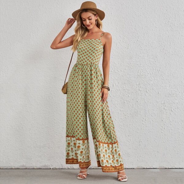 

Floral Wide Leg Cami Jumpsuit, Multicolor