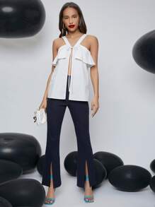 SHEIN BAE Casual Vlak Dame top Rimpeling
