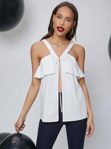 SHEIN BAE Casual Vlak Dame top Rimpeling